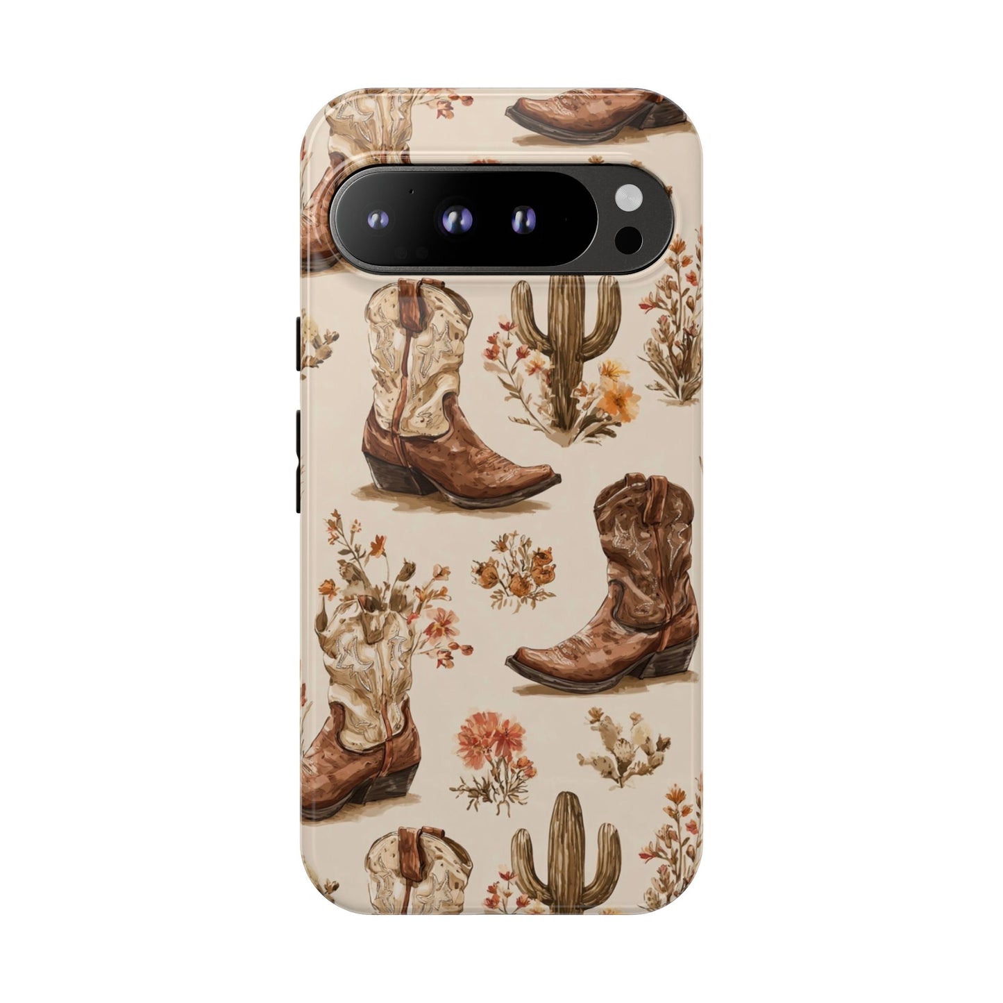 Cowboy Boots Western Phone Case Rustic Cowgirl Cactus Floral iPhone Samsung Pixel