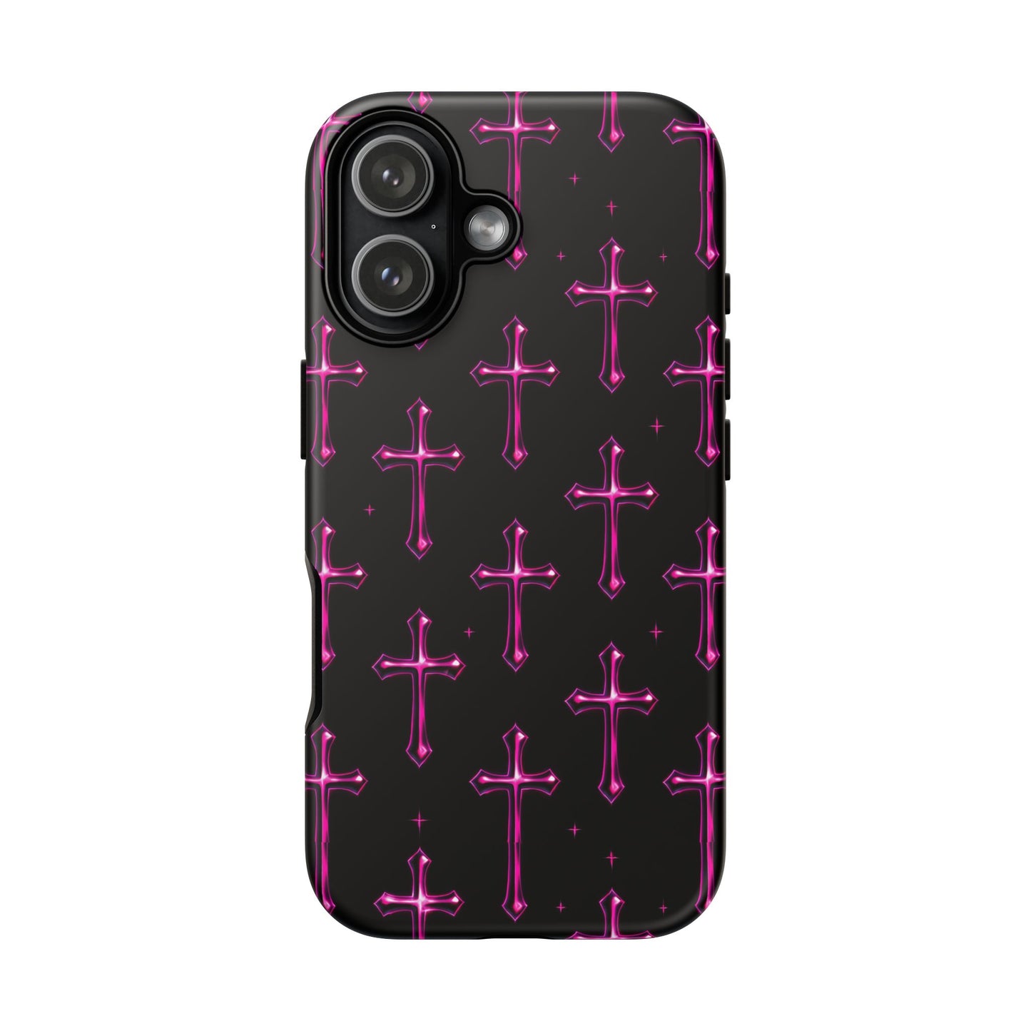 Neon Pink Cross Pattern Phone Case | Tough Protective Case for Iphone, Samsung Galaxy and Pixel