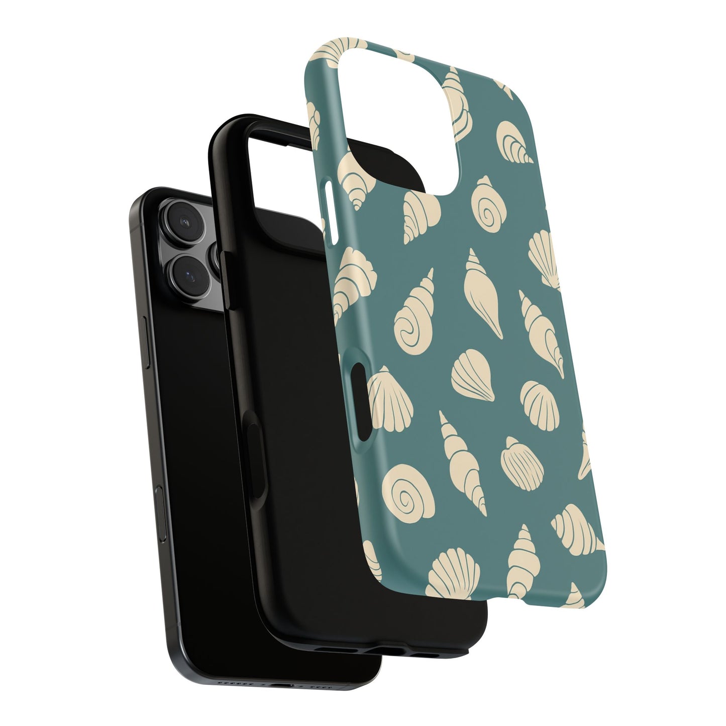 Seashell Pattern Phone Case | Teal Coastal Shells Tough Case for Iphone, Samsung Galaxy and Pixel