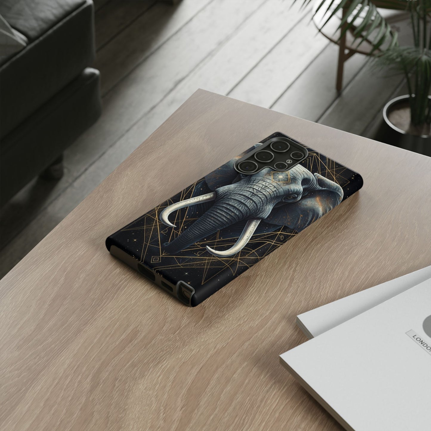 Elephant Mandala Phone Case – Black and Gold Spiritual Elephant Tough Protective Case