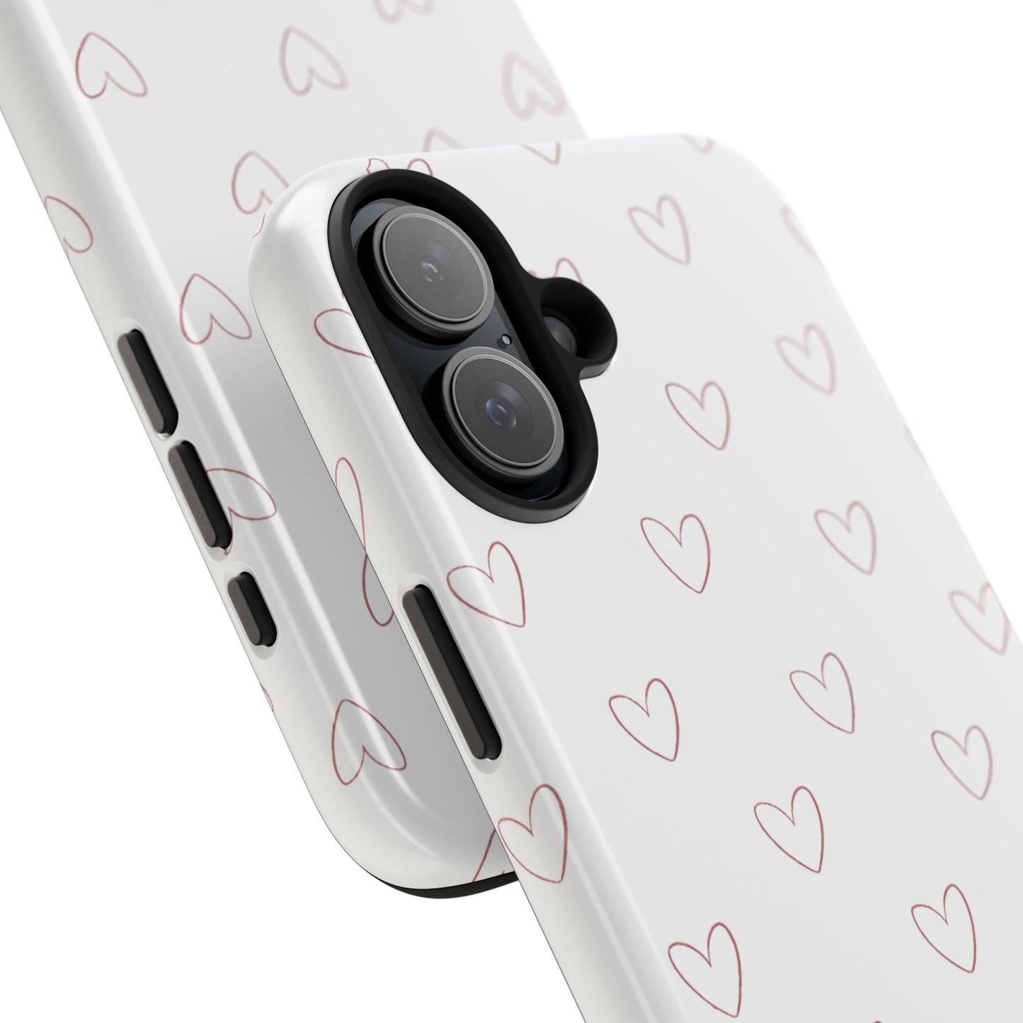 Hand-Drawn Hearts Tough Phone Case | Minimal Pink Heart Pattern