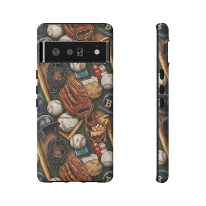 Baseball Gear Collage Phone Case – Vintage Baseball Equipment Sports Tough Case