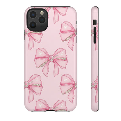 Pink Bow Pattern Phone Case | Coquette Aesthetic Tough Protective Case