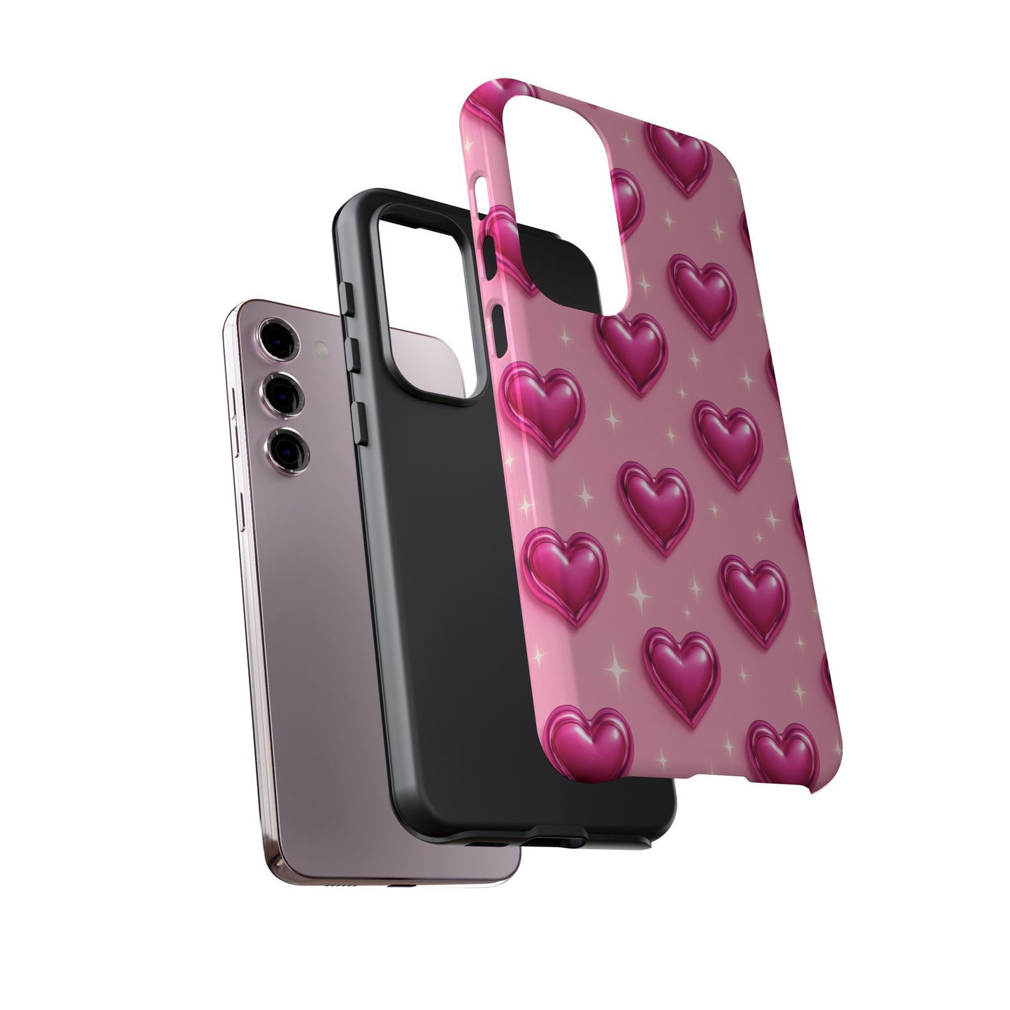 Pink Heart Pattern Phone Case | Tough Protective Case for Iphone, Samsung Galaxy and Pixel