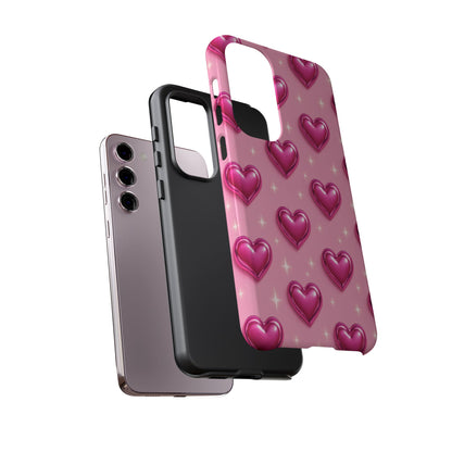 Pink Heart Pattern Phone Case | Tough Protective Case for Iphone, Samsung Galaxy and Pixel
