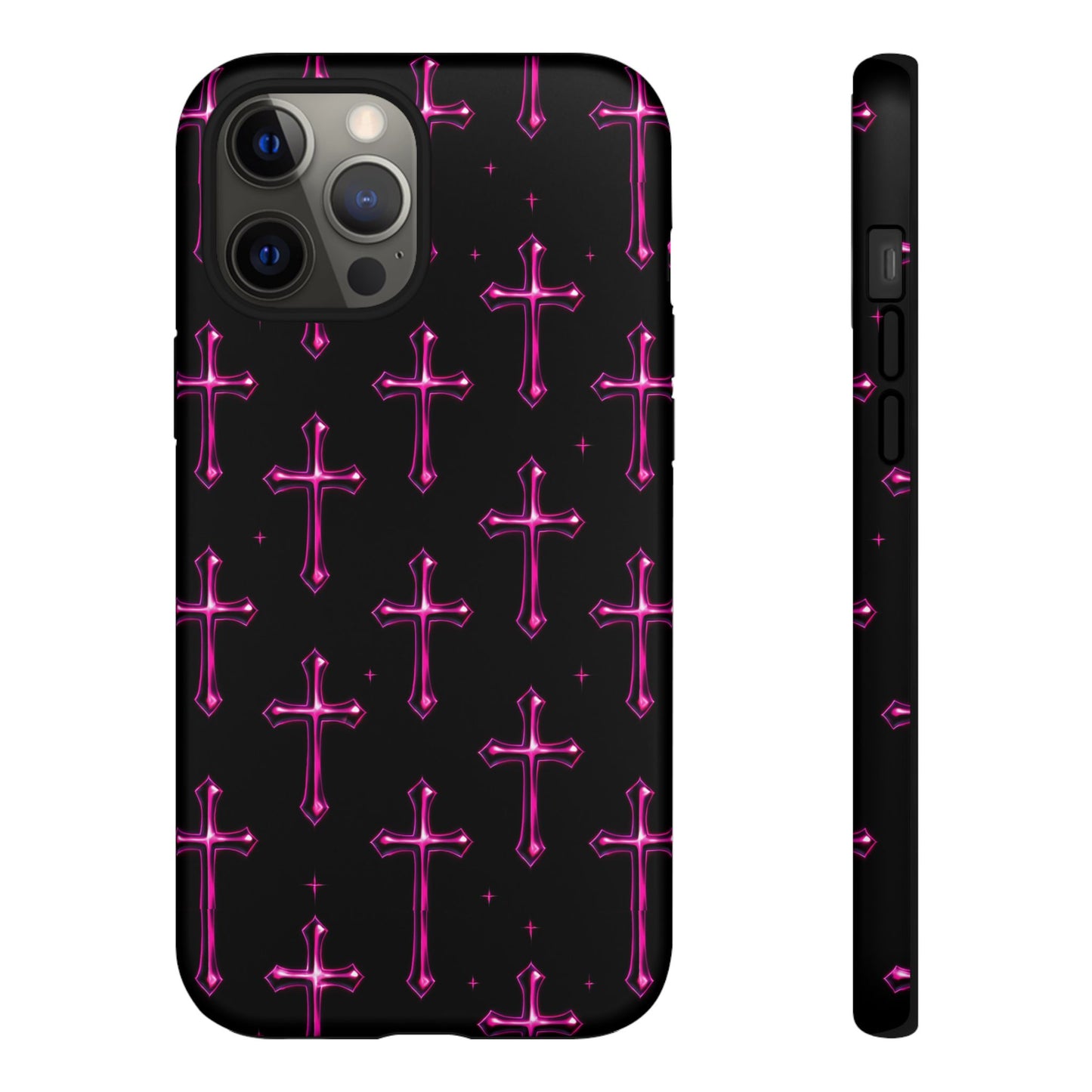 Neon Pink Cross Pattern Phone Case | Tough Protective Case for Iphone, Samsung Galaxy and Pixel