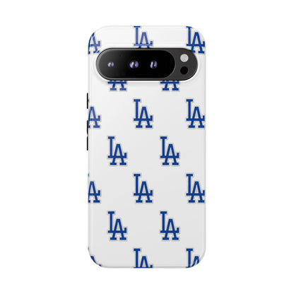Blue LA Monogram Pattern Phone Case | Minimal Baseball Inspired Tough Cover