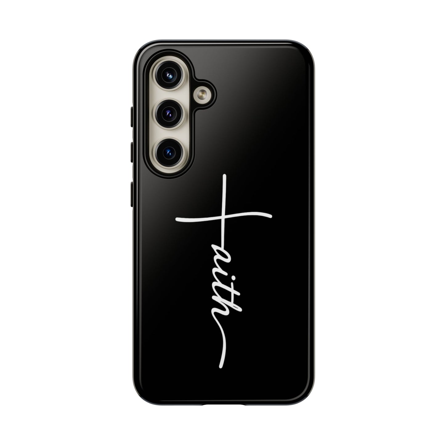 Faith Cross Phone Case, Christian Aesthetic Minimalist Black Matte Case, Religious Gift iPhone Samsung Cover