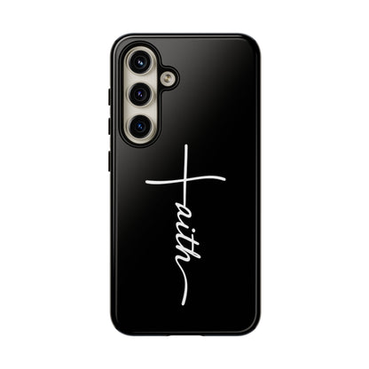 Faith Cross Phone Case, Christian Aesthetic Minimalist Black Matte Case, Religious Gift iPhone Samsung Cover