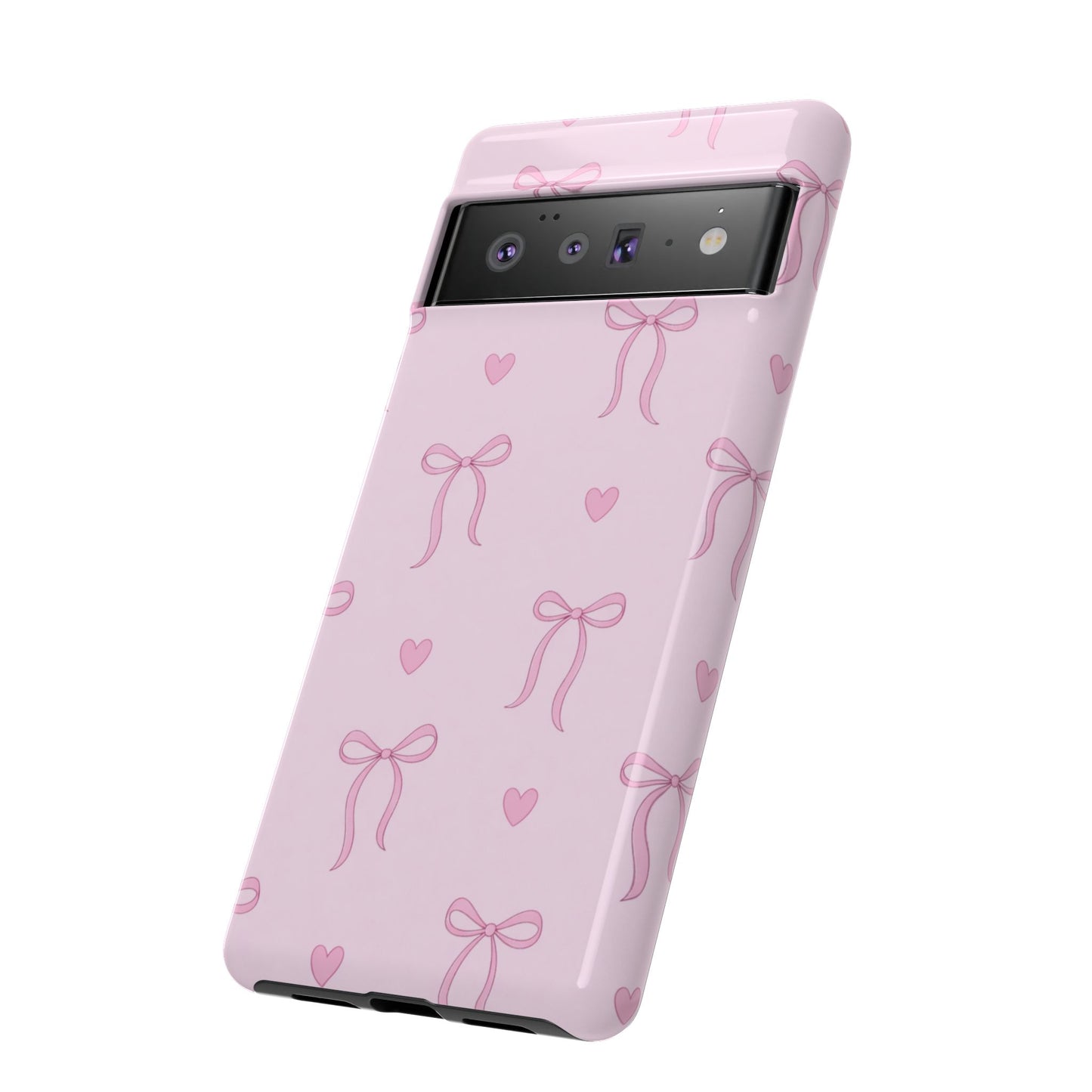 Pink Bow Heart Aesthetic Phone Case – Coquette Cute Tough Cover