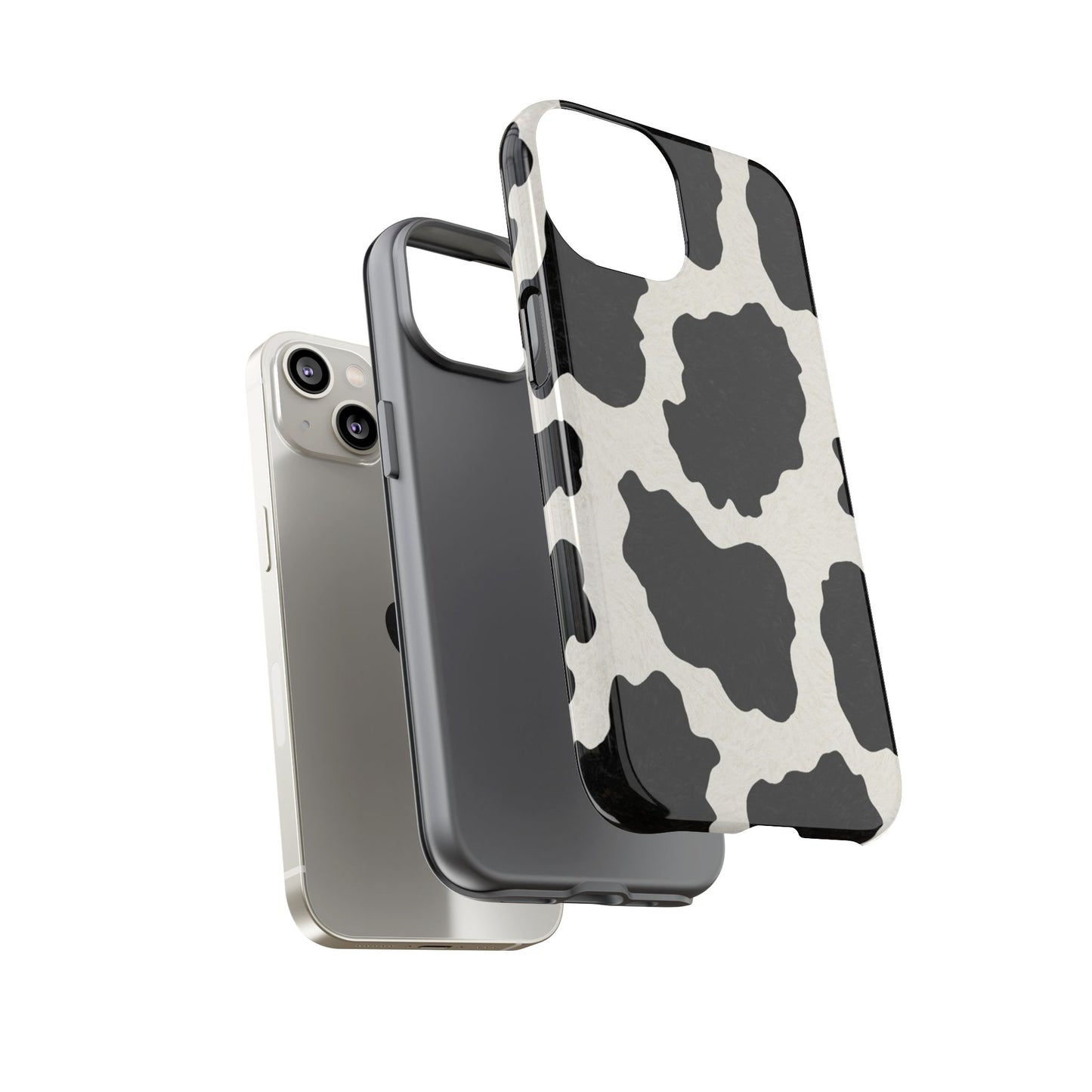 Black & White Cow Print Phone Case | Western Aesthetic iPhone & Samsung Tough Case