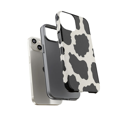 Black & White Cow Print Phone Case | Western Aesthetic iPhone & Samsung Tough Case