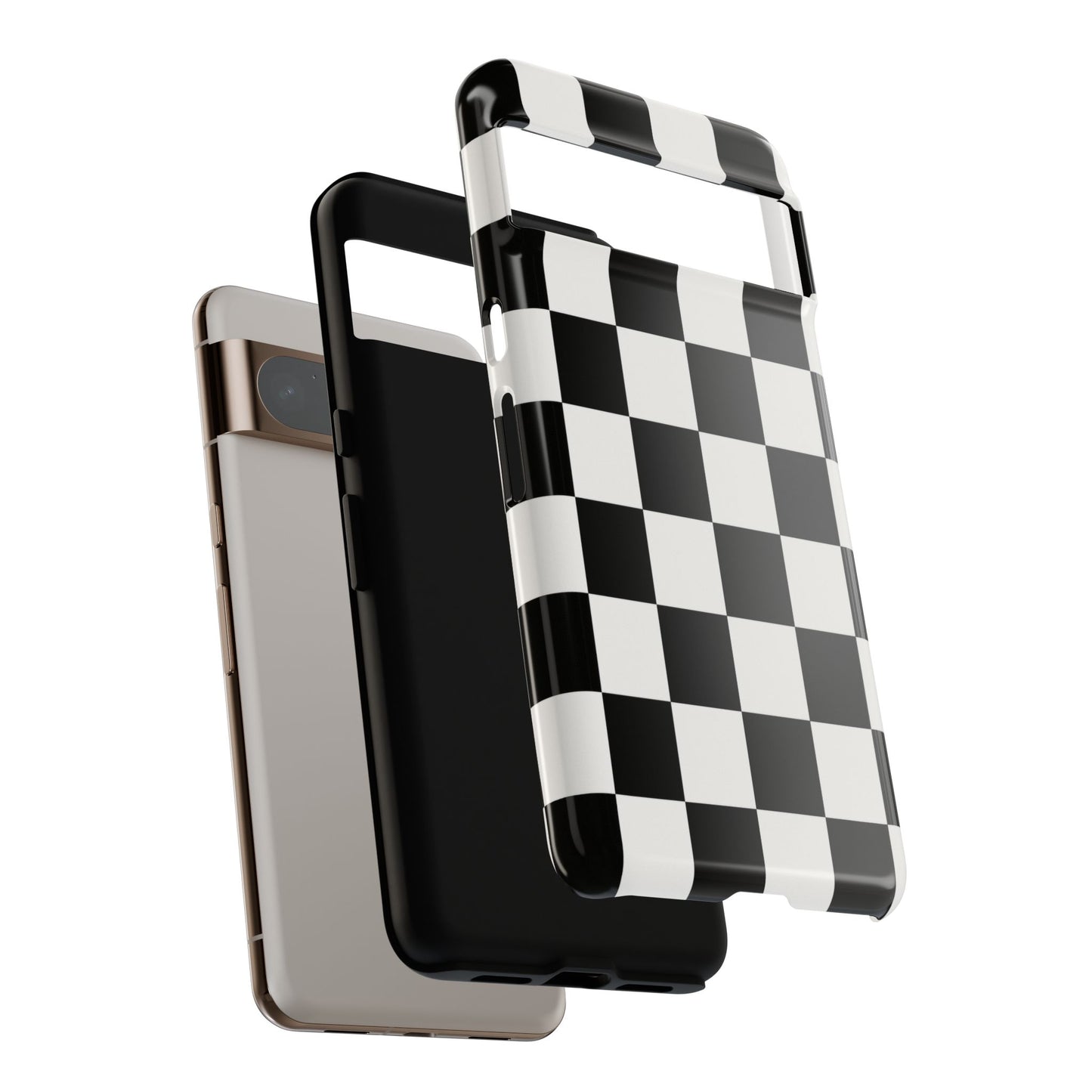 Black & White Checkerboard Phone Case – Classic Aesthetic Tough Protective Case