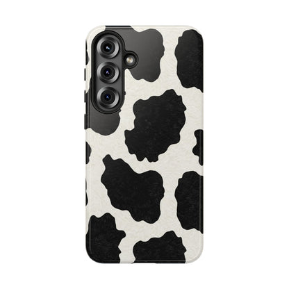 Black & White Cow Print Phone Case | Western Aesthetic iPhone & Samsung Tough Case