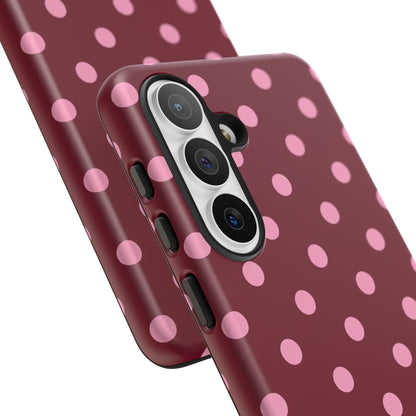 Pink Polka Dot Phone Case – Cute Aesthetic Tough Protective Phone Cover for Iphone, Samsung Galaxy and Pixel
