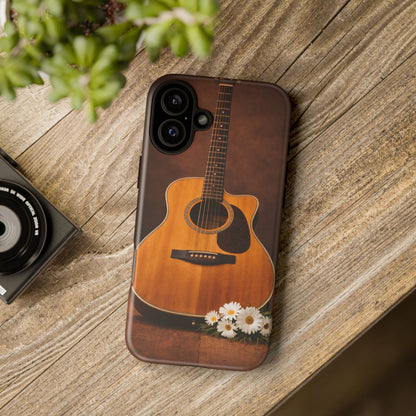 Acoustic Guitar Daisy Phone Case | Rustic Music Lover Tough Cover