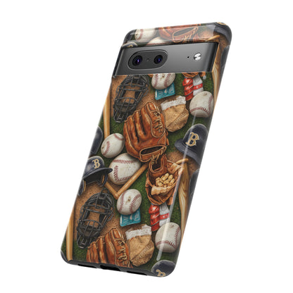 Baseball Gear Collage Phone Case – Vintage Baseball Equipment Sports Tough Case