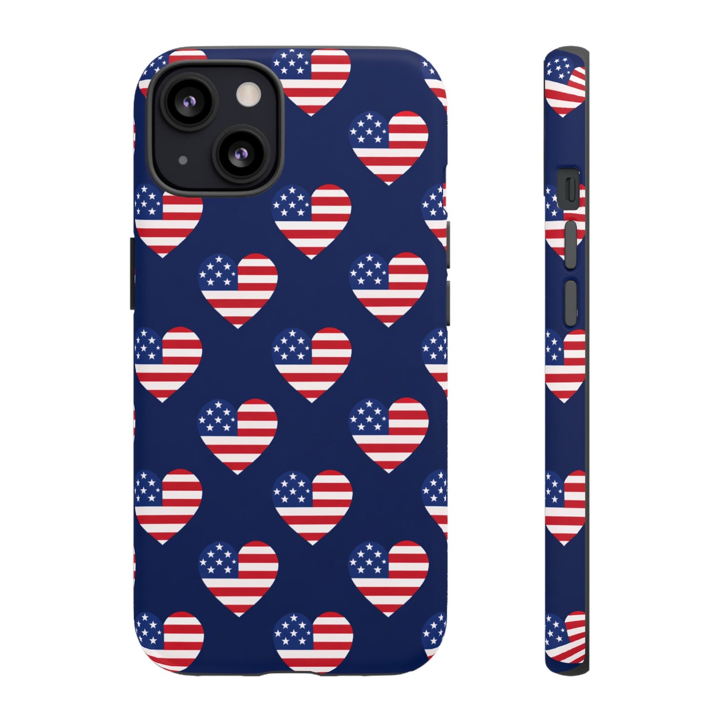 Patriotic American Flag Heart Phone Case – Tough Shockproof, USA Stars & Stripes for Iphone, Samsung Galaxy and Pixel