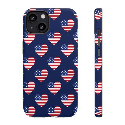 Patriotic American Flag Heart Phone Case – Tough Shockproof, USA Stars & Stripes for Iphone, Samsung Galaxy and Pixel