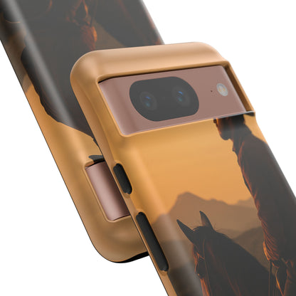 Western Cowboy Sunset Phone Case | Horse Rider Desert Aesthetic Tough Protective Case