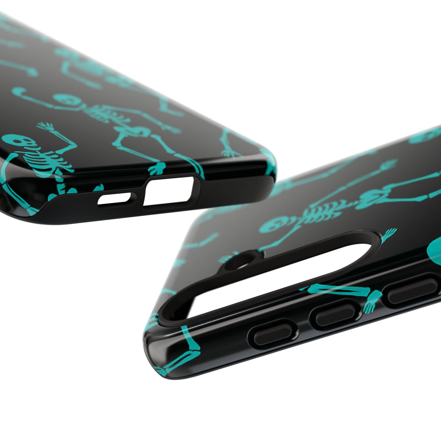 Dancing Teal Skeletons Phone Case | Tough Protective Case for Iphone, Samsung Galaxy and Pixel