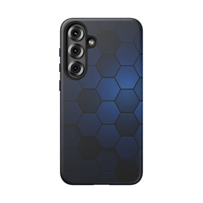 Blue Hexagon Gradient Phone Case | Honeycomb Geometric Tech Aesthetic | Minimalist Tough Case for iPhone & Samsung