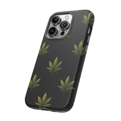 Cannabis Leaf Phone Case Green Weed Leaf Pattern Tough Protective Cover