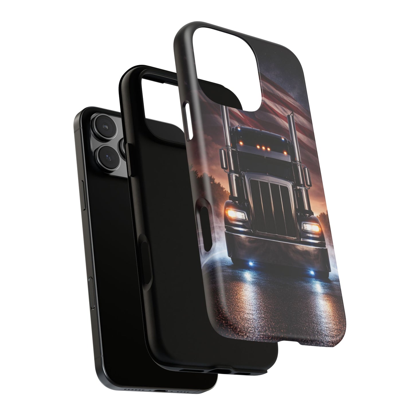 Semi Truck Phone Case American Flag Big Rig Trucker Gift iPhone Samsung