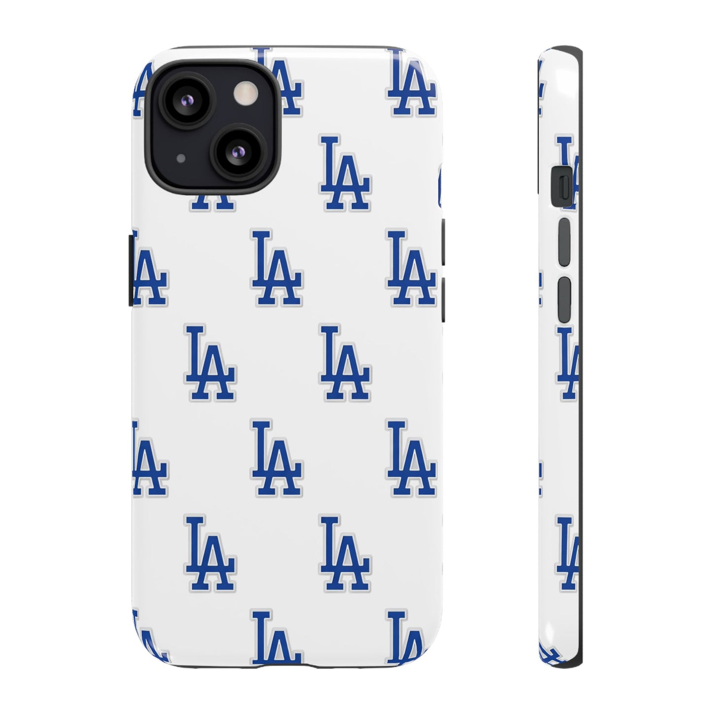 Blue LA Monogram Pattern Phone Case | Minimal Baseball Inspired Tough Cover