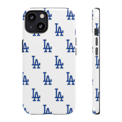 Blue LA Monogram Pattern Phone Case | Minimal Baseball Inspired Tough Cover