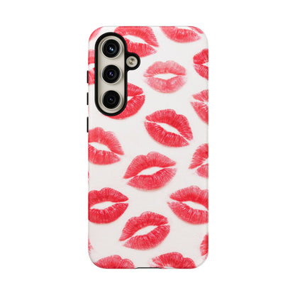 Red Lipstick Kiss Phone Case – Sexy Lip Print Pattern Tough Protective Cover
