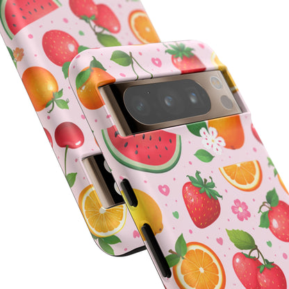 Fruit Phone Case – Tough Shockproof, Strawberry Cherry Citrus Summer Design for Iphone, Samsung Galaxy and Pixel