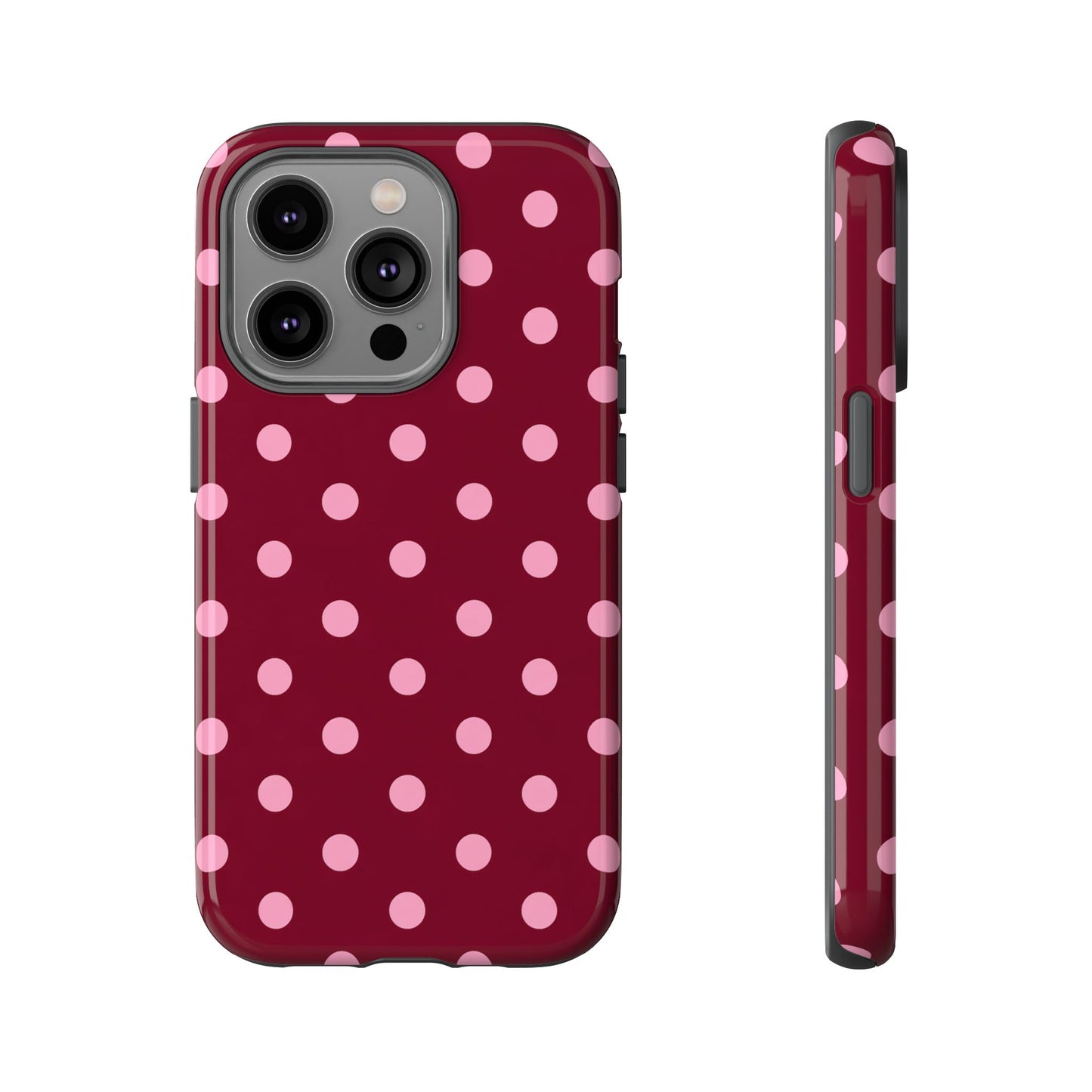 Pink Polka Dot Phone Case – Cute Aesthetic Tough Protective Phone Cover for Iphone, Samsung Galaxy and Pixel