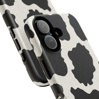 Black & White Cow Print Phone Case | Western Aesthetic iPhone & Samsung Tough Case