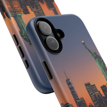Statue of Liberty Sunset Phone Case – New York City Skyline Travel Aesthetic Tough Case