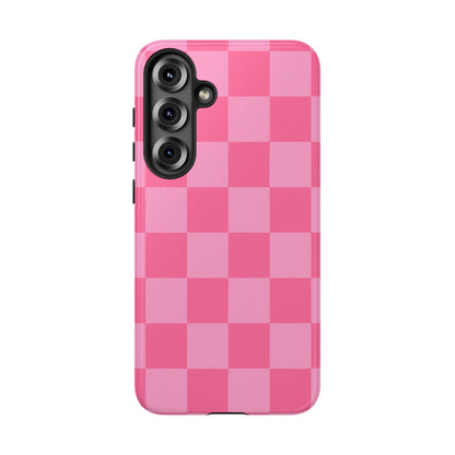 Pink Checkerboard Phone Case – Cute Aesthetic Tough Case for iPhone & Samsung