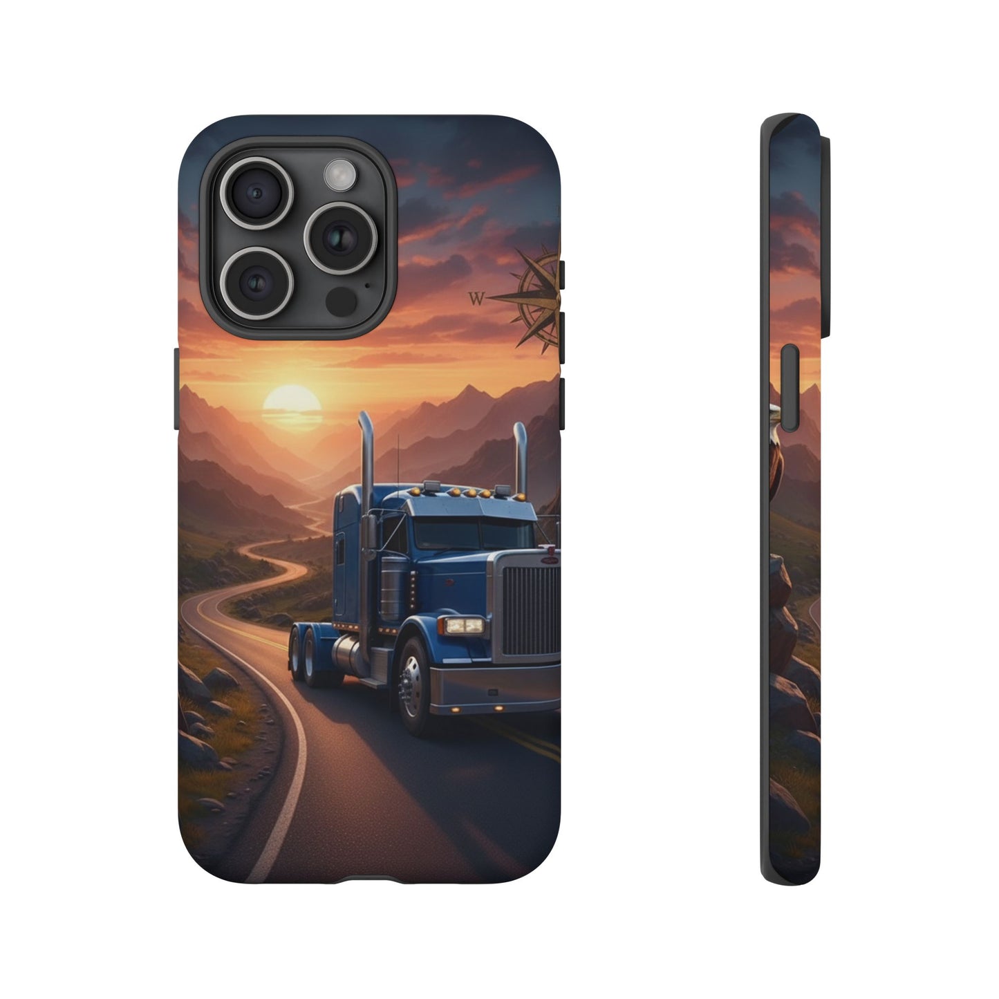 Semi Truck Sunset Phone Case | Trucker Gift | Diesel Truck Highway Road iPhone & Samsung Tough Protective Case