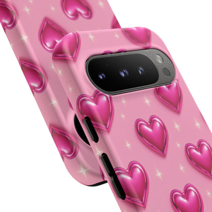 Pink Heart Pattern Phone Case | Tough Protective Case for Iphone, Samsung Galaxy and Pixel