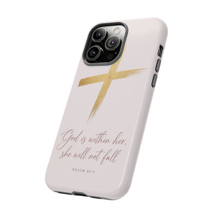 Psalm 46:5 God Is Within Her Christian Cross Phone Case Faith Gift