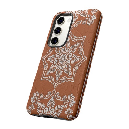 Talavera Terracotta Phone Case | Mexican Floral Pattern iPhone & Samsung Tough Case | Boho Clay Aesthetic Cover