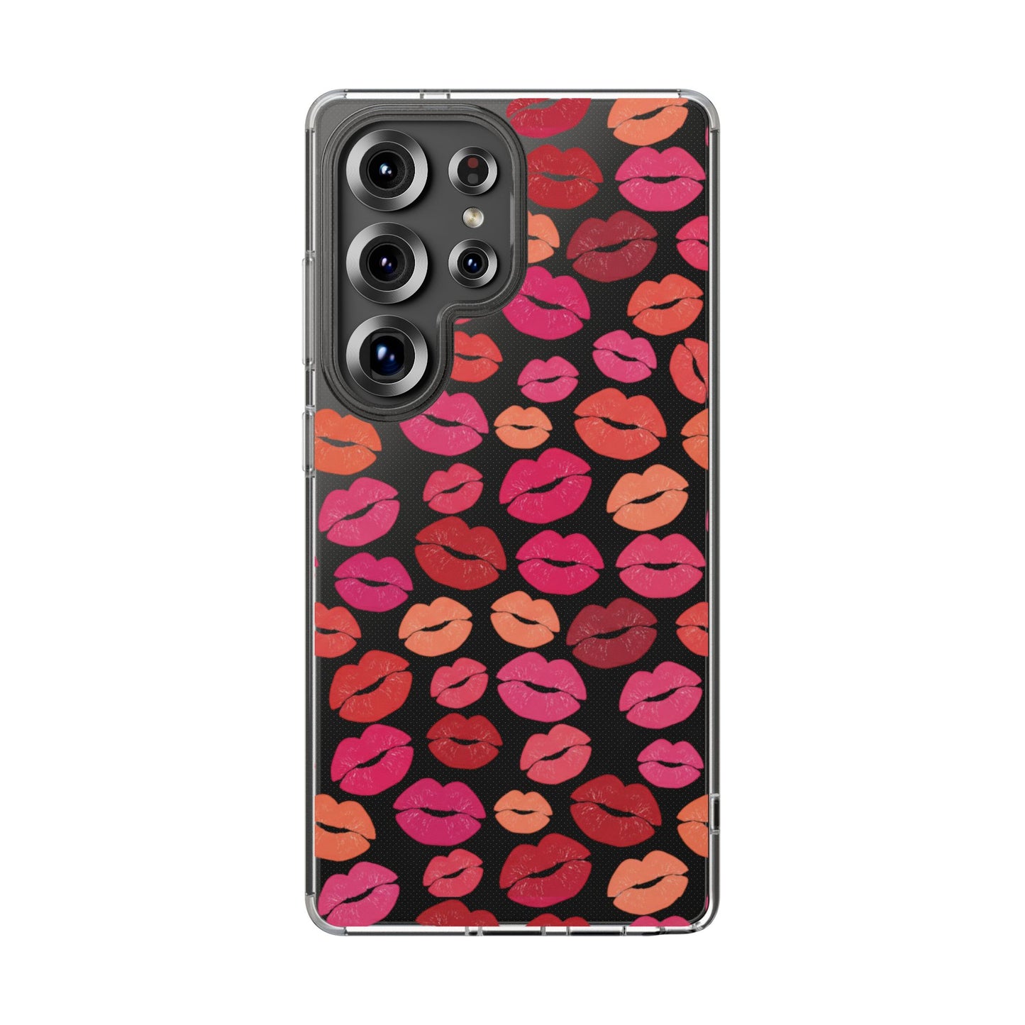 Kiss Print Clear Phone Case | Red Lip Pattern Impact-Resistant Case