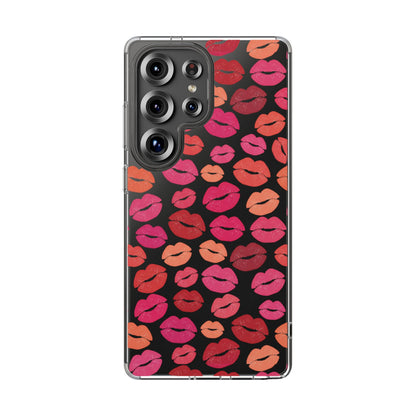 Kiss Print Clear Phone Case | Red Lip Pattern Impact-Resistant Case