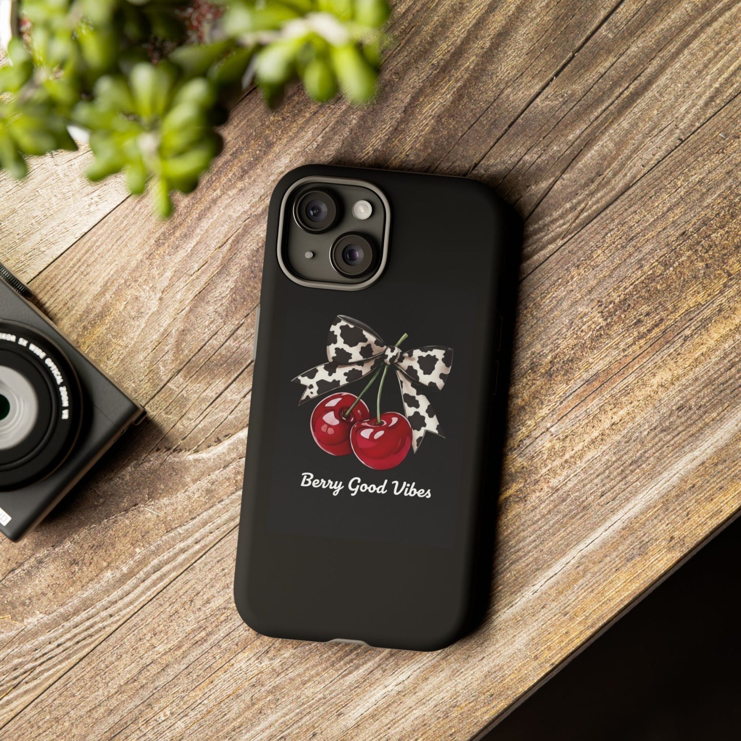 Cherry Cow Print Phone Case | Coquette Bow Aesthetic | Tough Protective Case