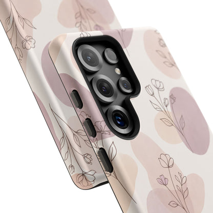 Blush Floral Phone Case Neutral Botanical Watercolor Tough Cover