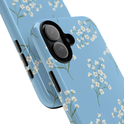 Baby’s Breath Floral Phone Case – Blue Minimal Flower Aesthetic Tough Case