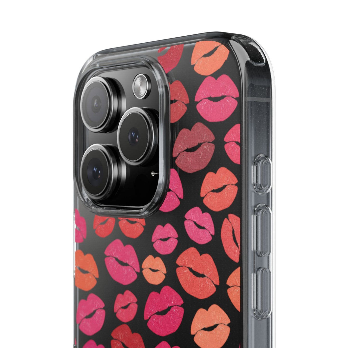 Kiss Print Clear Phone Case | Red Lip Pattern Impact-Resistant Case