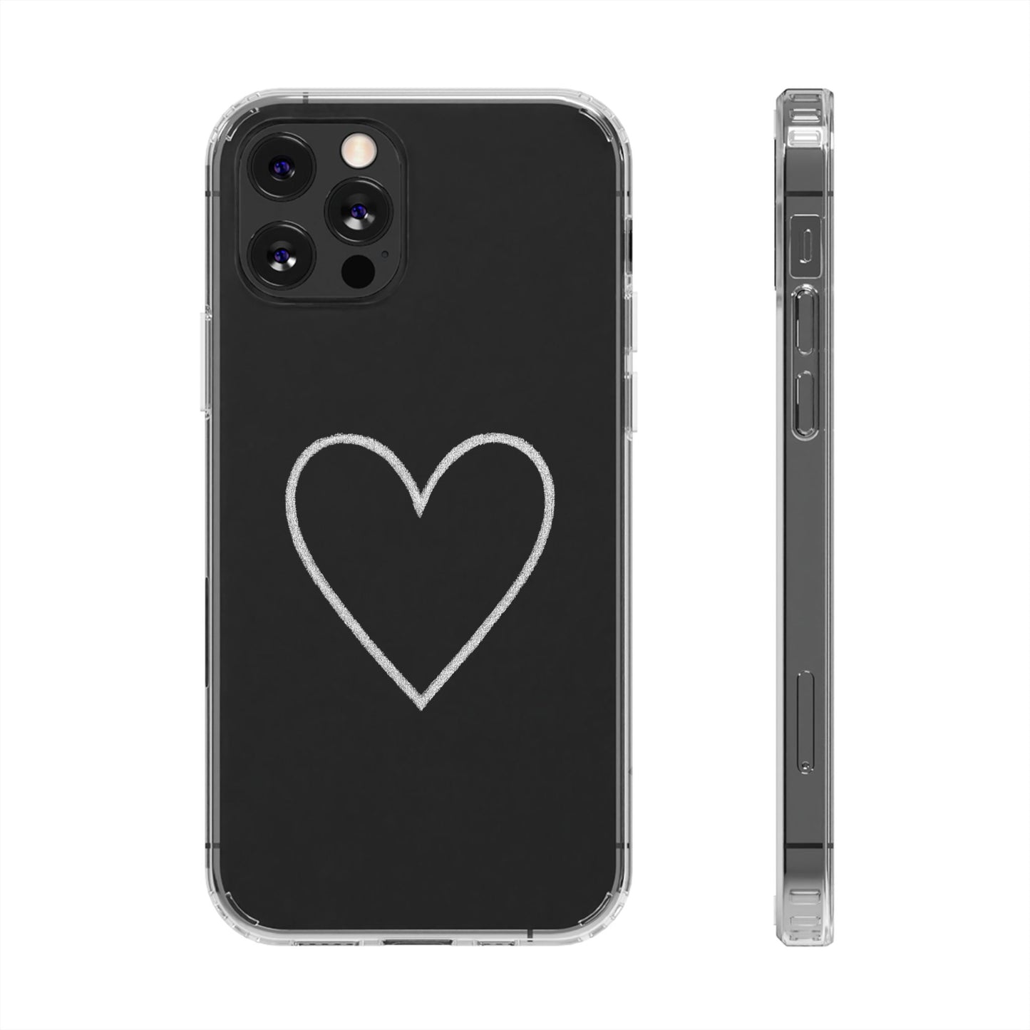 Minimal Hand-Drawn Heart Clear Phone Case | Aesthetic Clear Protective Case