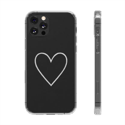 Minimal Hand-Drawn Heart Clear Phone Case | Aesthetic Clear Protective Case