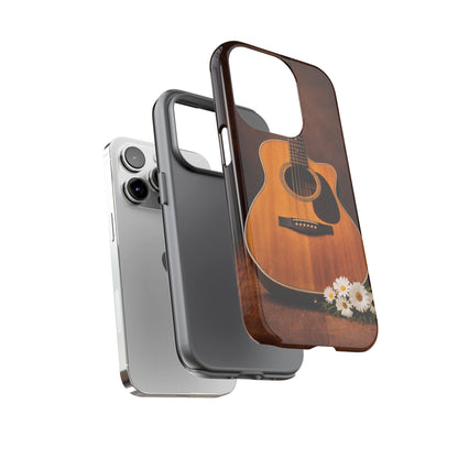 Acoustic Guitar Daisy Phone Case | Rustic Music Lover Tough Cover