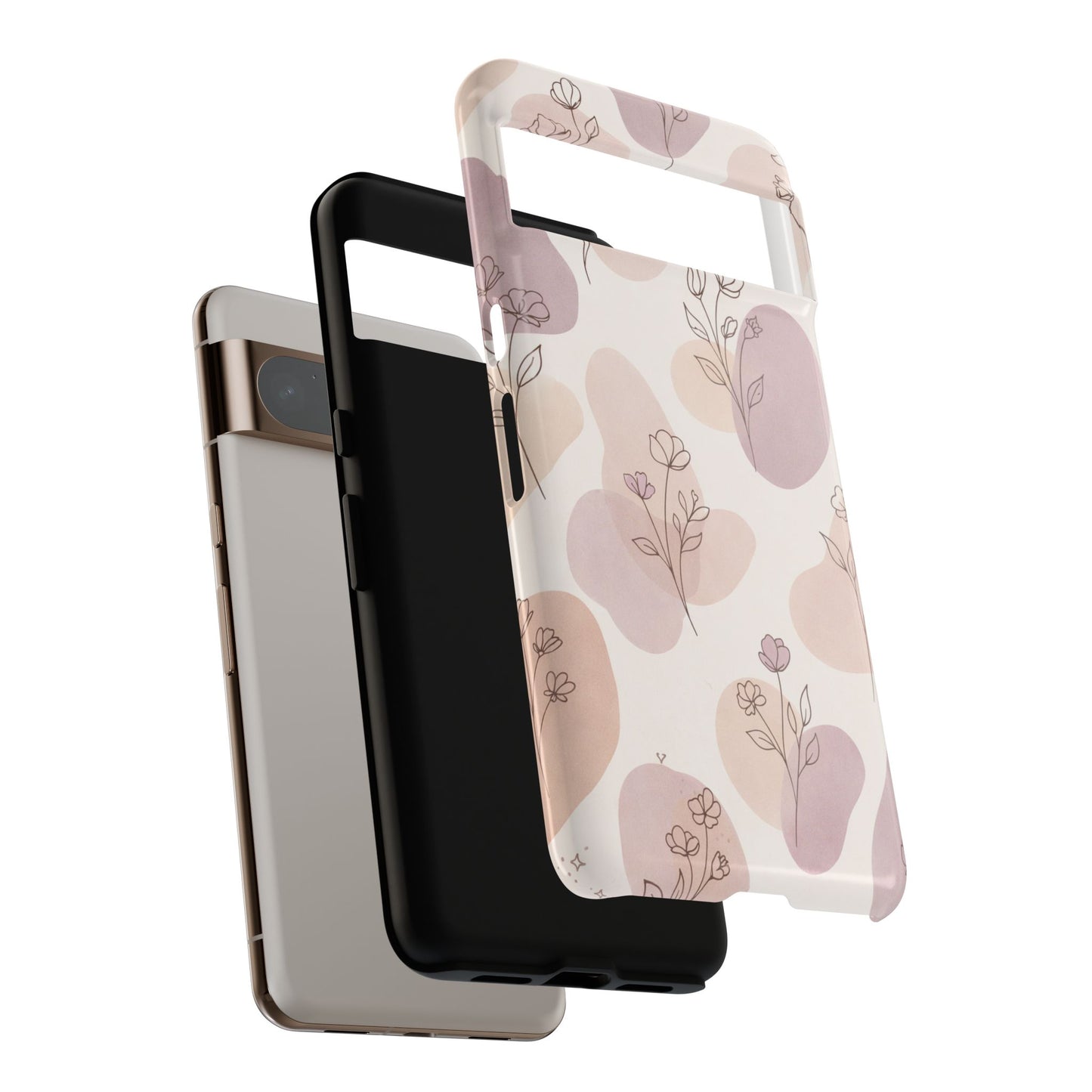 Blush Floral Phone Case Neutral Botanical Watercolor Tough Cover
